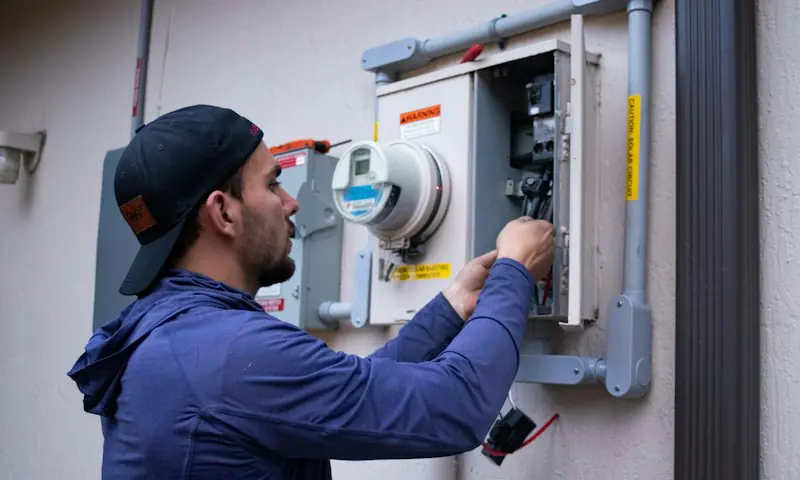 Técnico revisando un medidor eléctrico