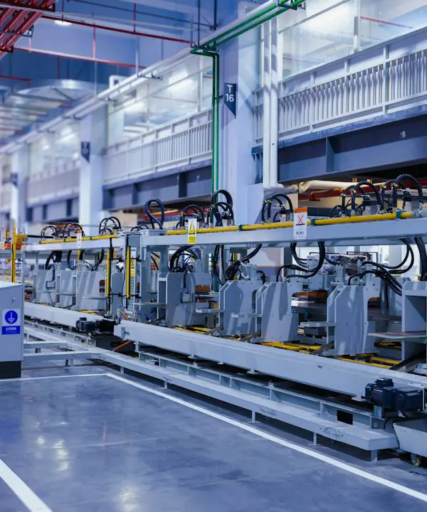 Planta de manufactura con maquinaria